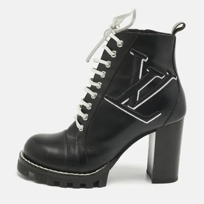 Pre-owned Louis Vuitton Black Leather Star Trail Ankle Boots Size 38.5