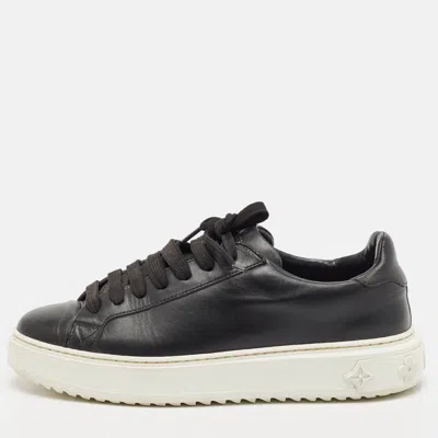 Pre-owned Louis Vuitton Black Leather Time Out Low Top Sneakers Size 38.5