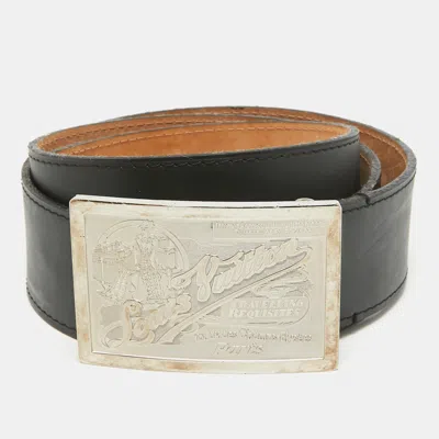Pre-owned Louis Vuitton Black Leather Travelling Requisites Belt 95 Cm