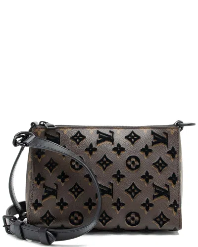 Pre-owned Louis Vuitton Black Leather Tuffetage Triangle Messenger (authentic Pre-loved)