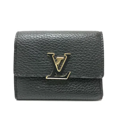 Pre-owned Louis Vuitton Black Leather Wallet (tri-fold) ()