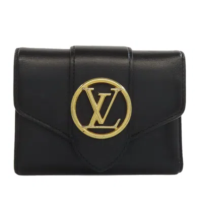 Pre-owned Louis Vuitton Black Leather Wallet (tri-fold) ()