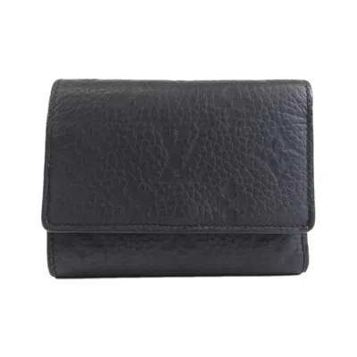 Pre-owned Louis Vuitton Black Leather Wallet (tri-fold) ()