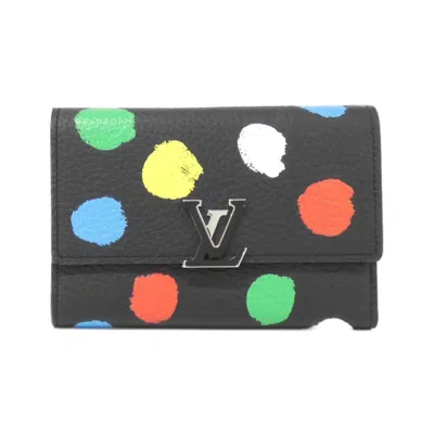 Pre-owned Louis Vuitton Black Leather Wallet (tri-fold) ()