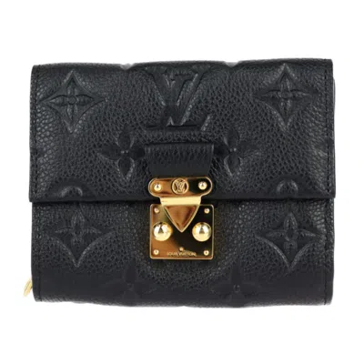 Pre-owned Louis Vuitton Black Leather Wallet (tri-fold) ()