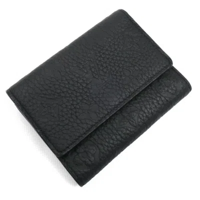 Pre-owned Louis Vuitton Black Leather Wallet (tri-fold) ()