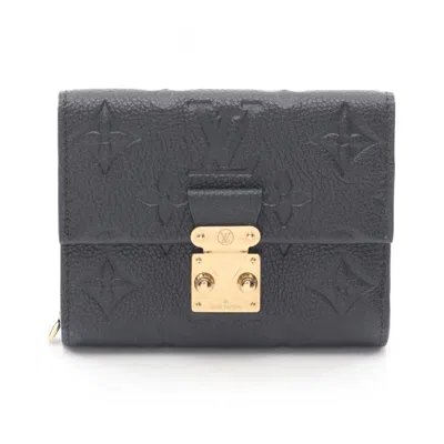 Pre-owned Louis Vuitton Black Leather Wallet (tri-fold) ()