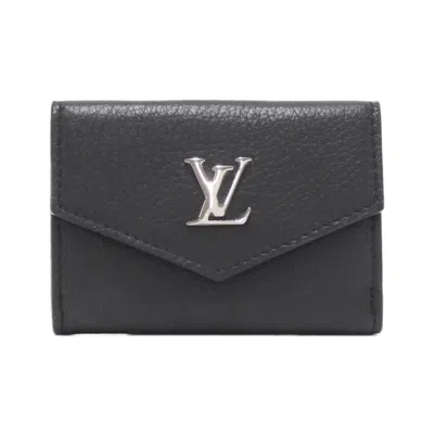 Pre-owned Louis Vuitton Black Leather Wallet (tri-fold) ()