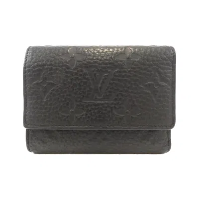 Pre-owned Louis Vuitton Black Leather Wallet (tri-fold) ()