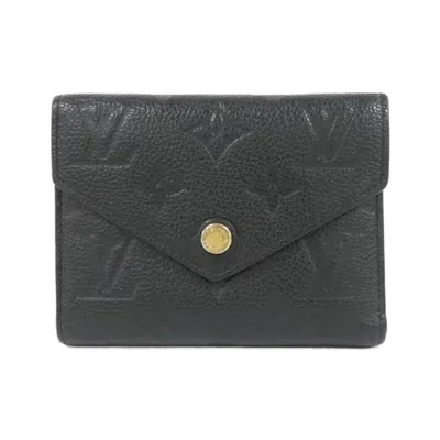 Pre-owned Louis Vuitton Black Leather Wallet (tri-fold) ()