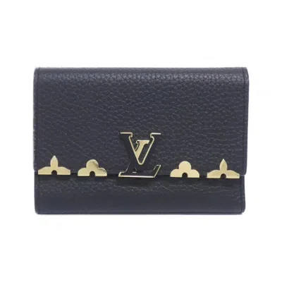 Pre-owned Louis Vuitton Black Leather Wallet (tri-fold) ()