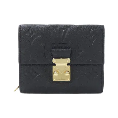 Pre-owned Louis Vuitton Black Leather Wallet (tri-fold) ()