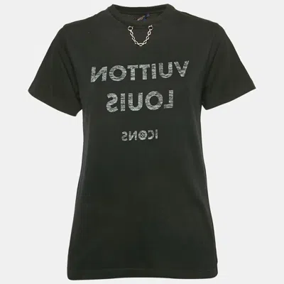 Pre-owned Louis Vuitton Black Logo Print Cotton T-shirt S