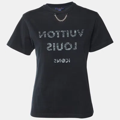 Pre-owned Louis Vuitton Black Logo Print Jersey Crewneck T-shirt S