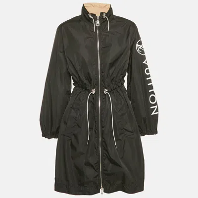 Pre-owned Louis Vuitton Black Logo Print Nylon Zip Detail Jacket S