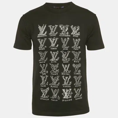 Pre-owned Louis Vuitton Black Lv Cartoon Intarsia Jersey T-shirt M