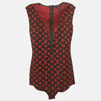 Pre-owned Louis Vuitton Black Lv Jacquard Knit Bodysuit S