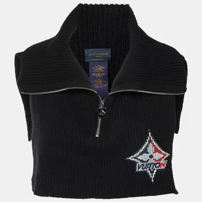 Pre-owned Louis Vuitton Black Lv Snowflake Plastron Cashmere Snood