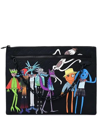 Pre-owned Louis Vuitton Black Lv Taurillon Leather Cartoon Lv Friends A4 Pochette  (authentic Pre-loved)