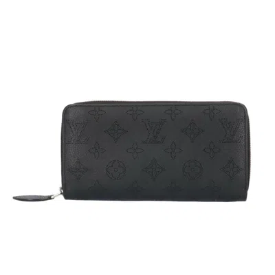 Pre-owned Louis Vuitton Black Mahina Leather Monogram Long Wallet (bi-fold) ()