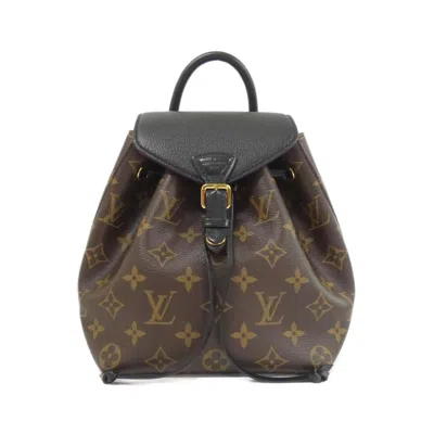 Pre-owned Louis Vuitton Black Marron Coated Canvas Backpack () In Multi
