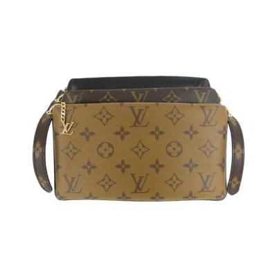 Pre-owned Louis Vuitton Black Marron Coated Canvas Leather Pochette Shoulder Bag () In Multi