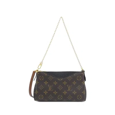 Pre-owned Louis Vuitton Black Marron Coated Canvas Shoulder Bag () In Multi