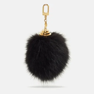Pre-owned Louis Vuitton Black Mink Fur Fuzzy Bubble Bag Charm