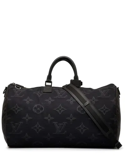 Pre-owned Louis Vuitton Black Monogram 3d 2054 Reversible Keepall Bandouliere 50  (authentic Pre-loved)