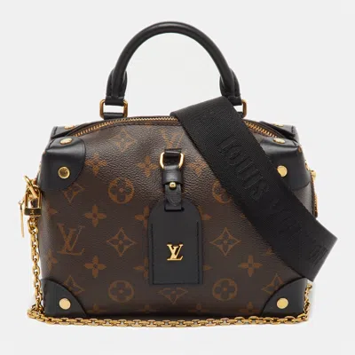 Pre-owned Louis Vuitton Black Monogram Canvas And Leather Petite Malle Souple Bag