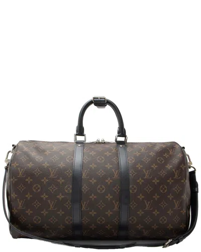 Pre-owned Louis Vuitton Black Monogram Canvas Macassar Keepall Bandouliere 45 (authentic  Pre-loved)