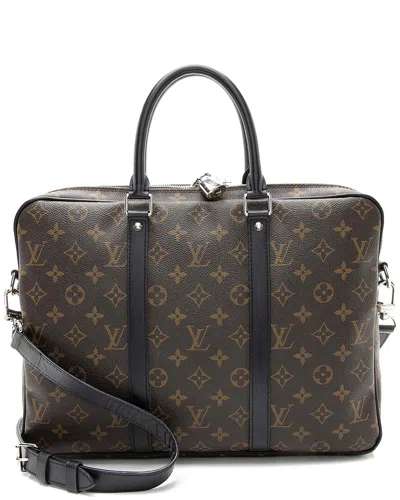 Pre-owned Louis Vuitton Black Monogram Canvas Porte Documents Voyage Pm (authentic Pre-loved)