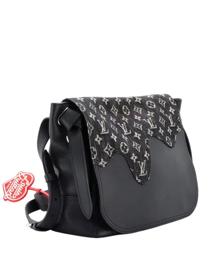 Pre-owned Louis Vuitton Black Monogram Denim & Taurillon Leather Nigo Besace Tokyo  (authentic Pre-loved)