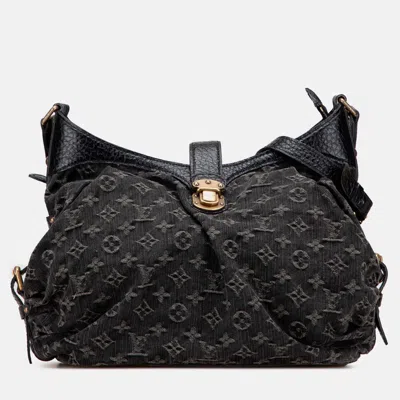 Pre-owned Louis Vuitton Black Monogram Denim Mahina Xs