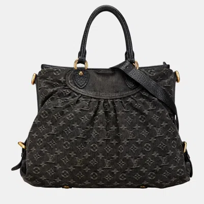 Pre-owned Louis Vuitton Black Monogram Denim Neo Cabby Gm