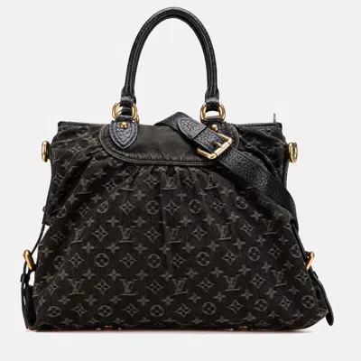 Pre-owned Louis Vuitton Black Monogram Denim Neo Cabby Mm