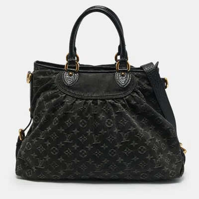 Pre-owned Louis Vuitton Black Monogram Denim Neo Cabby Mm Bag