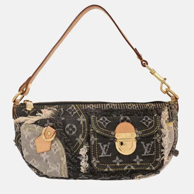 Pre-owned Louis Vuitton Black Monogram Denim Patchwork Pouchy Handbag