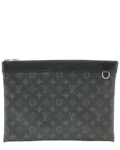 Pre-owned Louis Vuitton Black Monogram Eclipse Canvas Pochette Discovery Clutch  (authentic Pre-loved)