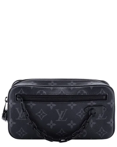 Pre-owned Louis Vuitton Black Monogram Eclipse Canvas Pochette Volga (authentic Pre-  Loved)