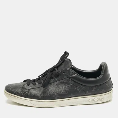 Pre-owned Louis Vuitton Black Monogram Eclipse Frontrow Low Top Sneakers Size 42.5