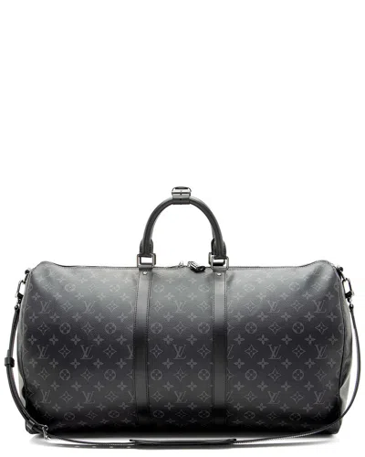 Pre-owned Louis Vuitton Black Monogram Eclipse Keepall Bandouliere 55 (authentic Pre-  Loved)