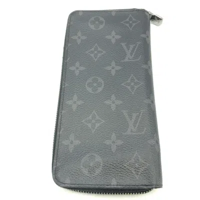 Pre-owned Louis Vuitton Black Monogram Eclipse Long Wallet (bi-fold) ()