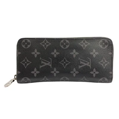 Pre-owned Louis Vuitton Black Monogram Eclipse Long Wallet (bi-fold) ()