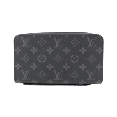 Pre-owned Louis Vuitton Black Monogram Eclipse Monogram Eclipse Coated Canvas Long Wallet (bi-fold) (