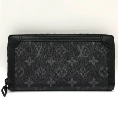Pre-owned Louis Vuitton Black Monogram Eclipse Monogram Eclipse Long Wallet (bi-fold) () In Black, Monogram Eclipse