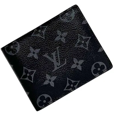 Pre-owned Louis Vuitton Black Monogram Eclipse Monogram Eclipse Wallet (bi-fold) () In Black, Monogram Eclipse