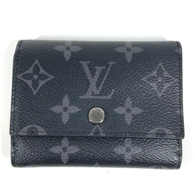 Pre-owned Louis Vuitton Black Monogram Eclipse Monogram Eclipse Wallet (tri-fold) ()