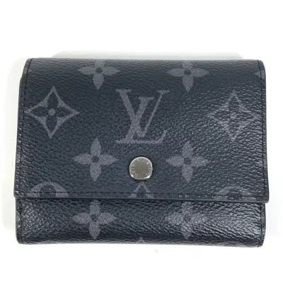 Pre-owned Louis Vuitton Black Monogram Eclipse Monogram Eclipse Wallet (tri-fold) ()