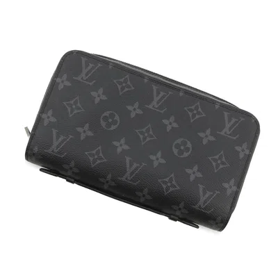 Pre-owned Louis Vuitton Black Monogram Eclipse Noir Monogram Eclipse Long Wallet (bi-fold) ()